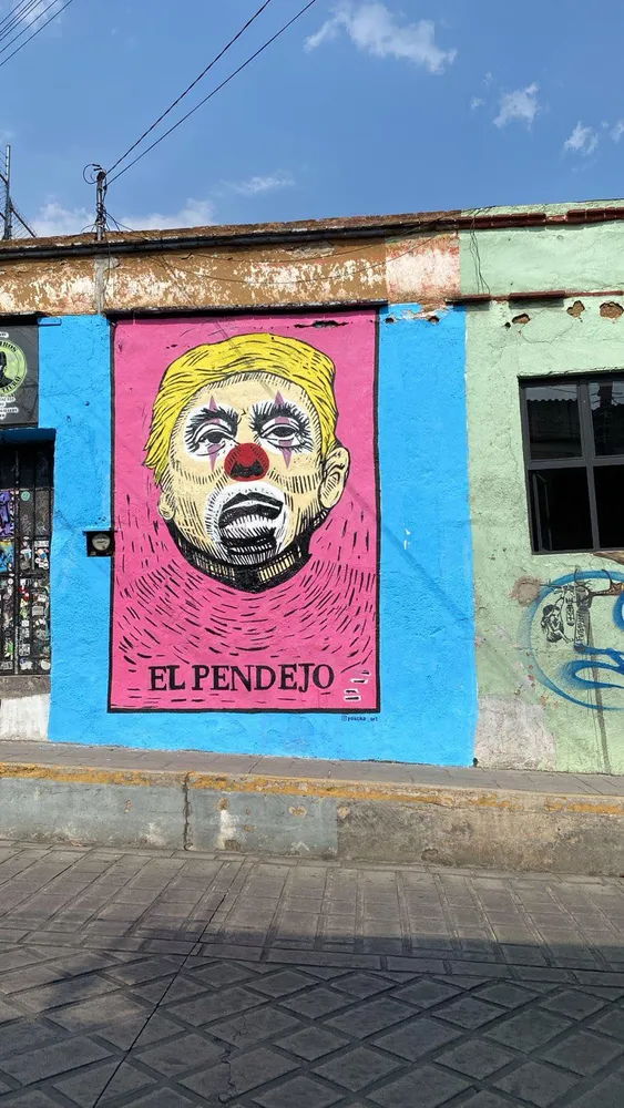 graffiti on wall clown trump "el pendejo"