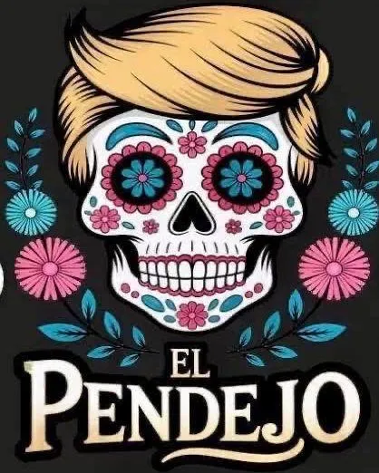 el pendejo trump as skull w orange hair
