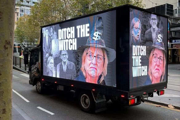 "Ditch the witch" ad on truck in Melbourne Australia